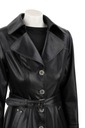 Čierny Dámsky kožený kabát klasický s remienkom DORJAN KRN450 XS Dĺžka dĺžka po kolená