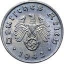III Rzesza 1 Reichspfennig 1942 D - Cynk Stan UNC Rok 1942