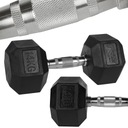 Гантель для упражнений 14кг, чугунная, шестигранная, прорезиненная.