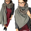 ДЛИННЫЙ ШАРФ шарф-шаль, ДВУХСТОРОННИЕ ПОЛОСКИ, ГЛАДКИЙ