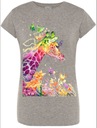 Żyrafa Damski Kolorowy T-shirt Nadruk Lato R.S