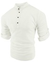 РУБАШКА МУЖСКАЯ С ВОРОТНИКОМ-СТОЙКОЙ, БЕЛАЯ, 3 ПУГОВИНЫ, XL