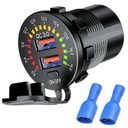 РАЗЪЕМ ДЛЯ ЗАРЯДКИ QC 2x USB 3.0A, светодиодный вольтметр