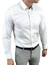 Košeľa slim fit biela vločky ESP015 - 3XL Dominujúca farba biela