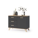 Комод Тумба под ТВ, большие ящики, вместительные дверцы, ГРАФИТ, ДУБ ВОТАН, 100 см СКАНДИ