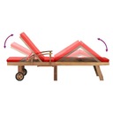 LEŻAK, z poduszką, lite drewno tekowe, czerwony Rodzaj leżak