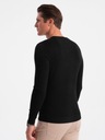 Klasický pánsky sveter s okrúhlym výstrihom čierny V2 OM-SWBS-0106 S Dominujúca farba čierna