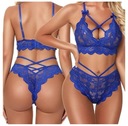 BIELIZNA DAMSKA KOMPLET SEKSOWNA ZMYSŁOWA KORONKOWA NIEBIESKA Rozmiar L