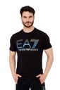 EA7 T-shirt męski czarny z dużym białym logo S