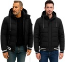 КУРТКА МУЖСКАЯ С КАПЮШОНОМ, ЗИМНИЙ ПУХ, УТЕПЛЕННАЯ, СТЕГАНАЯ, ЧЕРНАЯ M