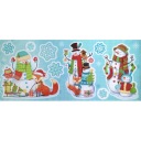 РОЖДЕСТВЕНСКИЕ НАКЛЕЙКИ НА ОКНА Снеговик Лиса Украшение