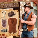 КОВБОЙСЬКИЙ КОСТЮМ ДЛЯ ЧОЛОВІКІВ WESTERN ЖИЛЕТ КАПЕЛЮХ 5 ШТ. для вечірки купити з Польщі