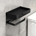 Uchwyt na papier toaletowy czarny z półką metalowy mocny wieszak klej EAN (GTIN) 6933409960702