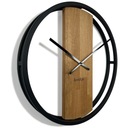 Квадратные деревянные дубовые часы LOFT OVAL металл 50см бесшумные для гостиной