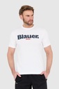 BLAUER Biele pánske tričko s veľkým logom L Dominujúca farba biela
