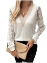 МОДНАЯ ЖЕНСКАЯ ЭЛЕГАНТНАЯ КРУЖЕВНАЯ БЛУЗКА С ДЛИННЫМИ РУКАВАМИ, АЖУРНАЯ ВЕЧЕРНЯЯ