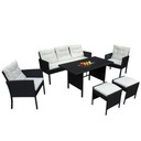 САДОВАЯ МЕБЕЛЬ ИЗ РОТАНГА, СТОЛ, ДИВАН, 2 СТУЛА, 2 ПУФА