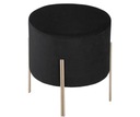 КРУГЛЫЙ ТАБУРЕТ С МЯГКОЙ ОБИВКОЙ, ЧЕРНЫЙ БАРХАТ, 33 см