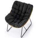Бохо обитое кресло для гостиной из натурального ротанга для сада черного цвета