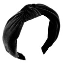 Широкий классический черный бархатный ободок для волос с тюрбаном и узлом.