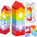 ДЕРЕВЯННАЯ БАШНЯ СТАЛКИНГ ЦВЕТНЫЕ БЛОКИ ФОРМЫ УЗОРЫ НАБОР СТРУКТУР