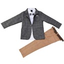 СЕРЫЙ КОСТЮМ ДЛЯ МАЛЬЧИКА, ПИДЖАК, РУБАШКА, БРЮКИ, СВАДЕБНЫЙ БАНТ, Размер 5Л