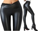LEGGINSY SPODNIE EKO SKÓRA OCIEPLANE SZEROKI PAS L/XL