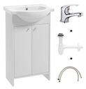 Шкаф для ванной комнаты с 84x50 Washbasin + батарея + белый сифон