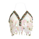 Belly Dance Beaded Bra Sequins Tassel C White Značka bez marki