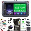 РАДИО ANDROID 2DIN 4+64 ГБ 8 ДЮЙМОВ VW PASSAT B6 B7 GOLF 5 V 6 VI SKODA SEAT