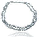 Ожерелье Бусины Длинный стеклянный жемчуг Матово-серебристый оттенок