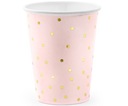 KUBECZKI KUBKI PAPIEROWE KROPKI 6SZT. JASNY RÓŻ URODZINY DEORACJA ROCZEK