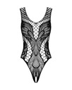Эротическое боди с привлекательным рисунком Эластичная сексуальная сетка S/L B138 Черный