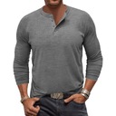 Мужская футболка Henley с длинным рукавом для взрослых, L