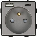 MODUŁ GNIAZDO GNIAZDKO ŁADOWARKA USB A + C SZARE BOLEC GNIAZDKA KONTAKTY 1F