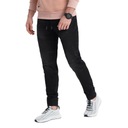 Pánske džínsové jogger nohavice s prešívaním čierne V3 OM-PADJ-0113 S