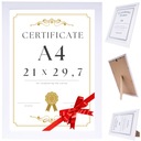 RAMKA NA ZDJĘCIA DYPLOM A4 GŁADKA BIAŁA RAMA SZKŁO