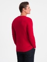 Klasický pánsky sveter s okrúhlym výstrihom červený V5 OM-SWBS-0106 M Dominujúca farba červená