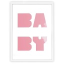 Рамка дерев'яна з написом BABY - БІЛА - 30х40 см