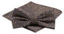 Мужской галстук-бабочка с нагрудным платком - бежевый и коричневый, узор