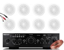 NAGŁOŚNIENIE SUFITOWE ZESTAW 8 szt BLUETOOTH KABLE