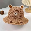slamená čiapka pre deti leto 3-8 rokov medvedík bronz Pohlavie chlapci dievčatá