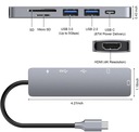 ХАБ USB-C -> HDMI 2xUSB 3.0 SD PD 4K MacBook M1 АДАПТЕР 6 в 1 Thunderbolt 3