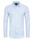 Pánska košeľa hladká modrá slim fit elegantná 39 Rukáv dlhý rukáv