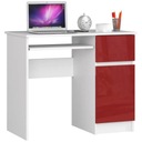 Детский письменный стол 90 см, белый красный ящик