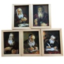 Портрет, картинка еврея, к счастью, в деревянной раме 12x17 см. Различные типы