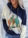 Dámska mikina s potlačou kaktusu farby,L Dominujúci vzor zmiešané vzory