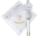 Крестильный набор - халат и свеча с украшением.