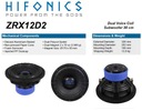 HiFonics ZRX12D2 — 30 см, 2x2 Ом, 1000 Rms, новинка!!