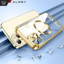 Etui MagSafe Case do iPhone 15 Glamour Luxury obudowa Slim Ring Alogy Złoty Funkcje ładowanie indukcyjne pochłanianie wstrząsów